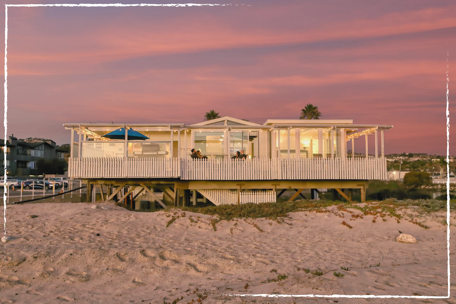 A view of the SeaVenture Beach House from the sands of Pismo Beach
